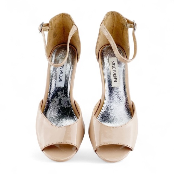STEVE MADDEN DAINTYYY Tan Patent Leather High Heels Wedges Pumps Women's Sz 8M​ - Picture 3 of 5